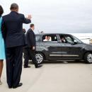 The Pope drives away in a small Fiat